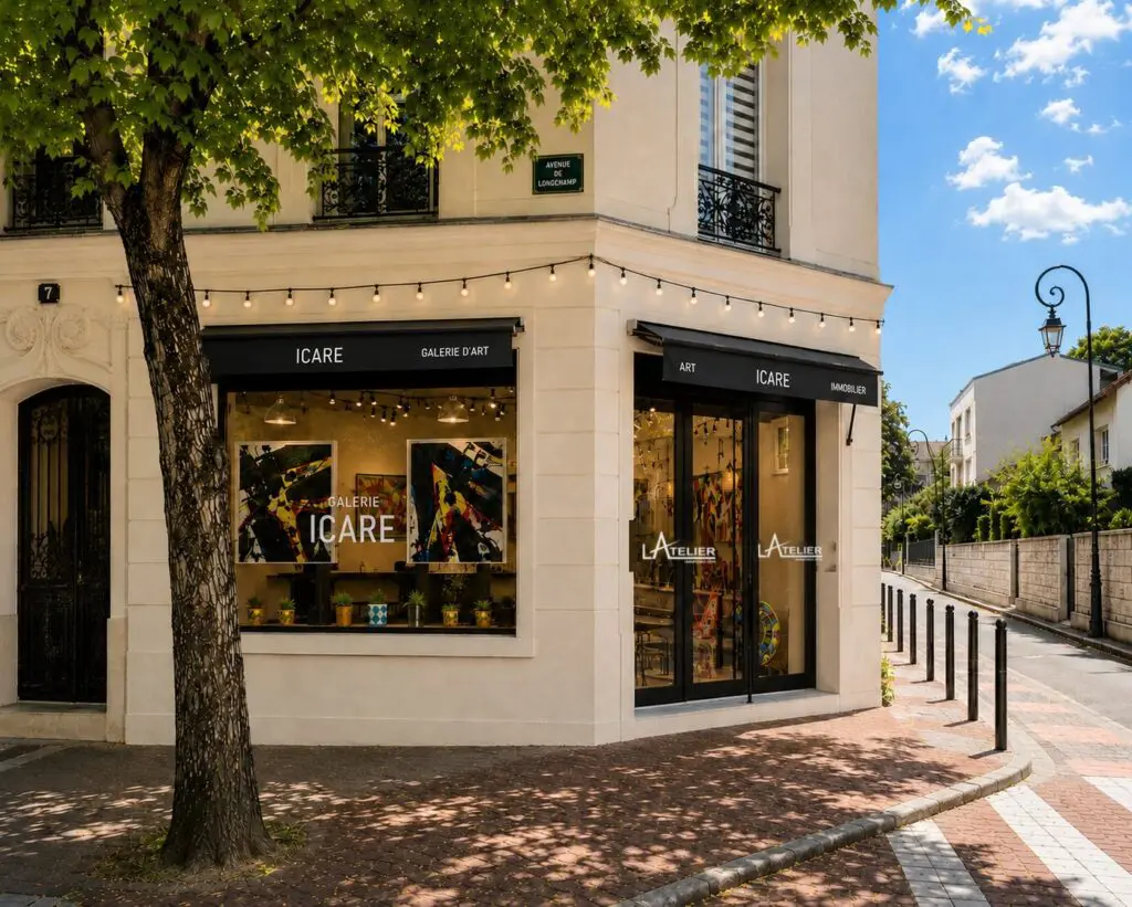 Façade de l'agence L'Atelier Immobilier, 7 avenue de Longchamp à Saint-Cloud